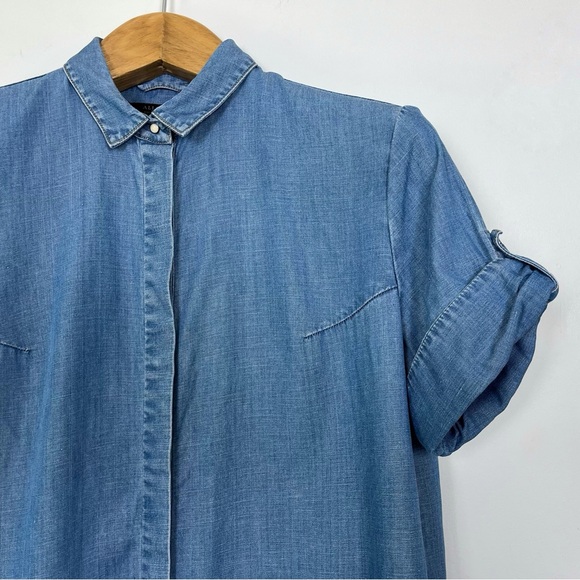 All‎ Saints Calla Bay Shirt Dress Indigo Blue Size 6 Tencel Cotton Linen - Picture 12 of 15